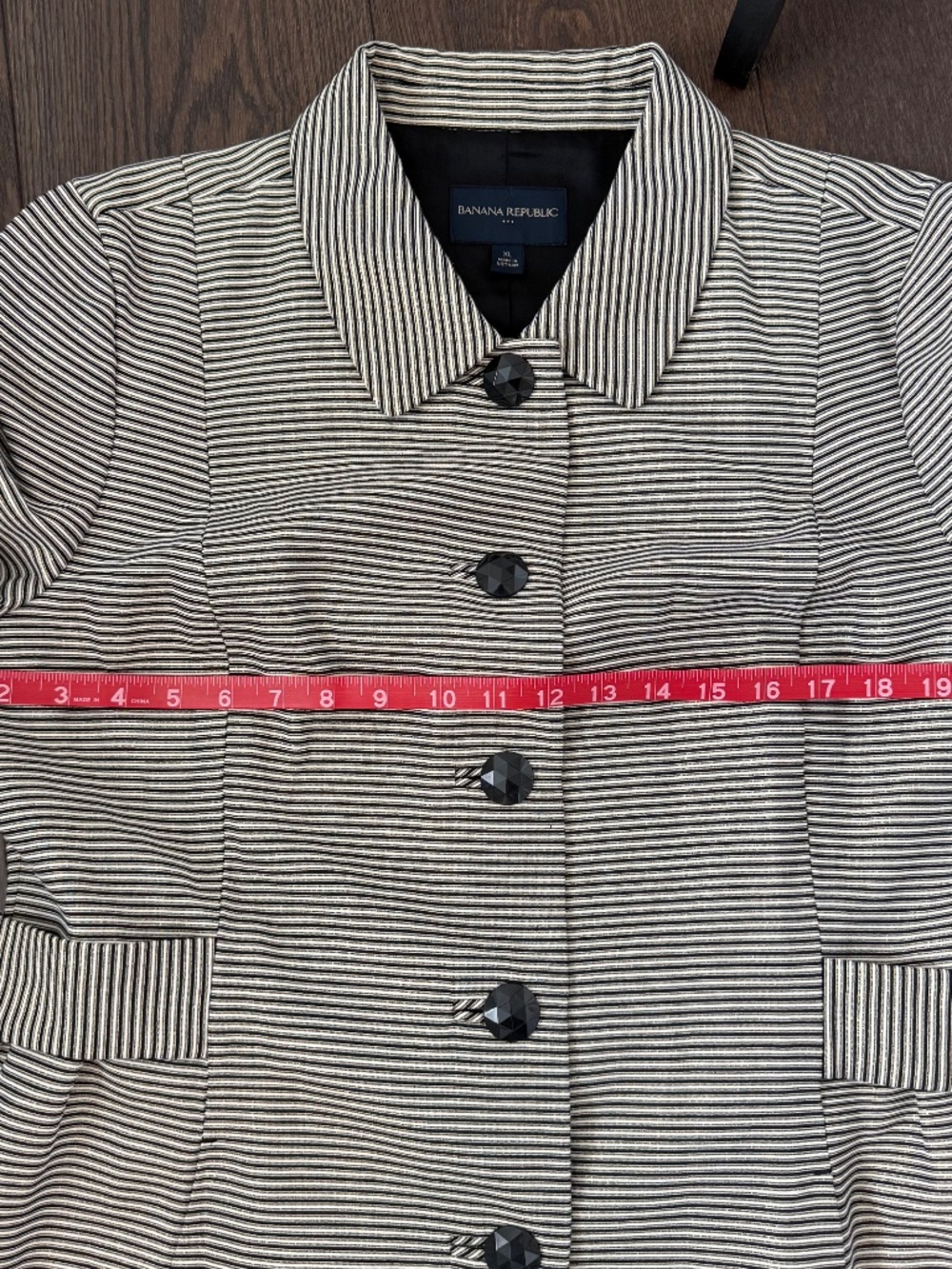 FLASH SALE TODAY Banana Republic XL Black Ivory Striped Swing Coat - Picture 4 of 11